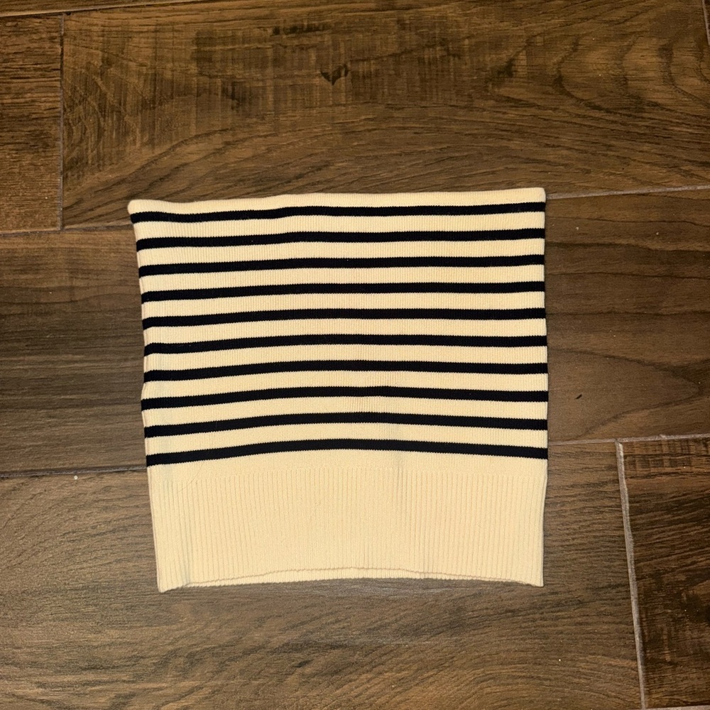 Striped Cream and Navy Tube Top